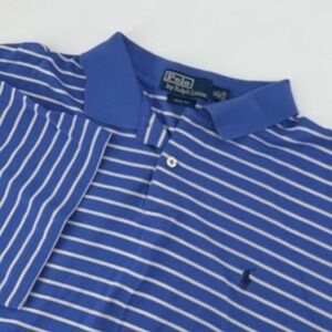 Ralph Lauren Polo Golf Fit Mens Blue White Stripe Short Sleeve Polo Shirt XL